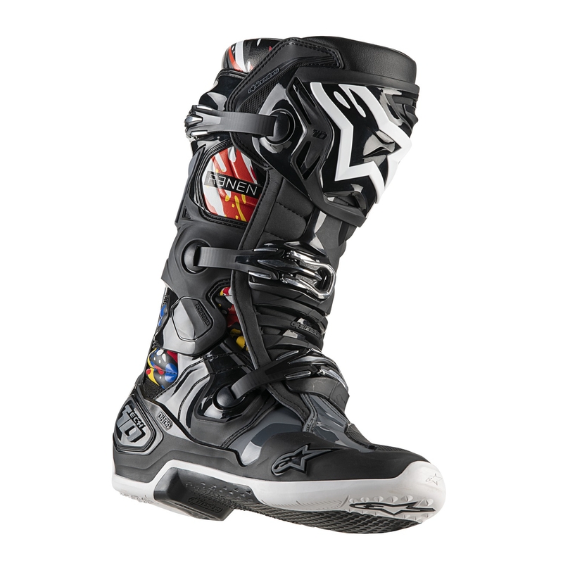 Bottes de moto Alpinestars Tech 10 Limited Edition Renen noir-gris-blanc-multicolore