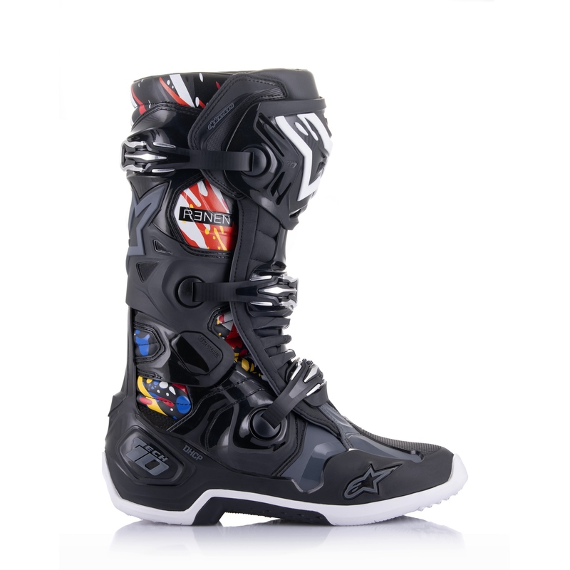 Bottes de moto Alpinestars Tech 10 Limited Edition Renen noir-gris-blanc-multicolore