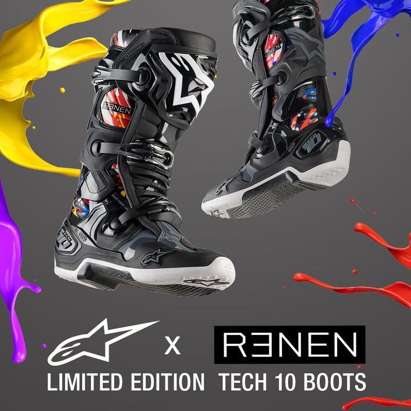 Bottes de moto Alpinestars Tech 10 Limited Edition Renen noir-gris-blanc-multicolore