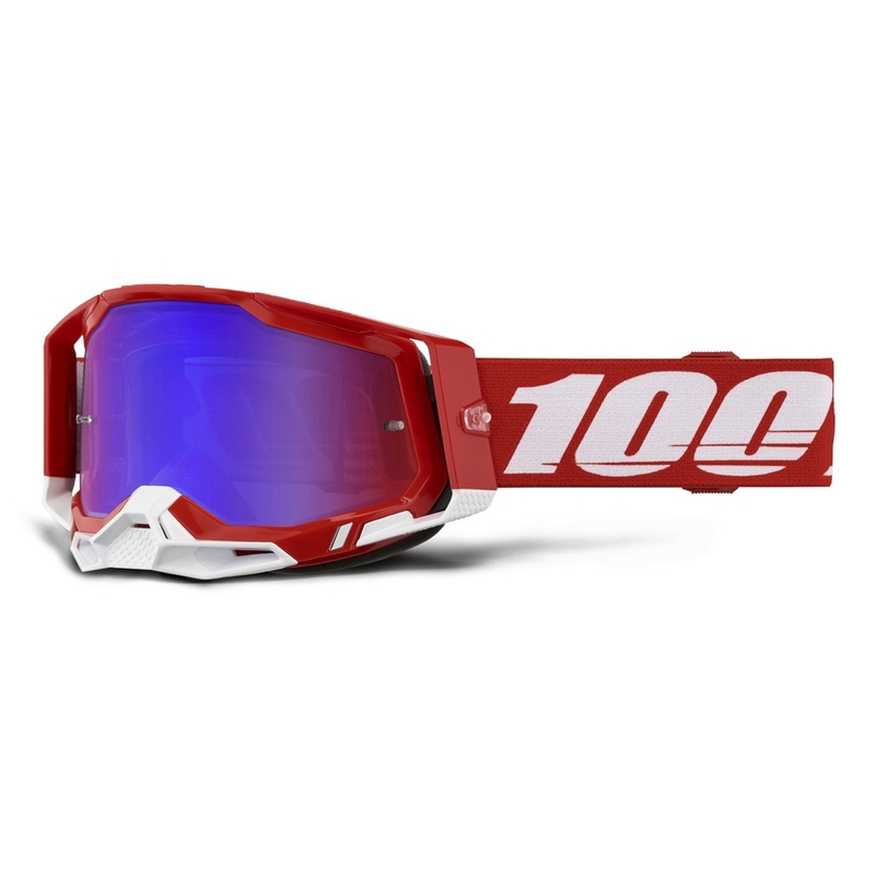 Lunettes de motocross 100% RACECRAFT 2 Rouge rouge-bleu plexi