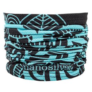Chauffe-cou multifonctionnel nanosilver® Flower noir-turquoise
