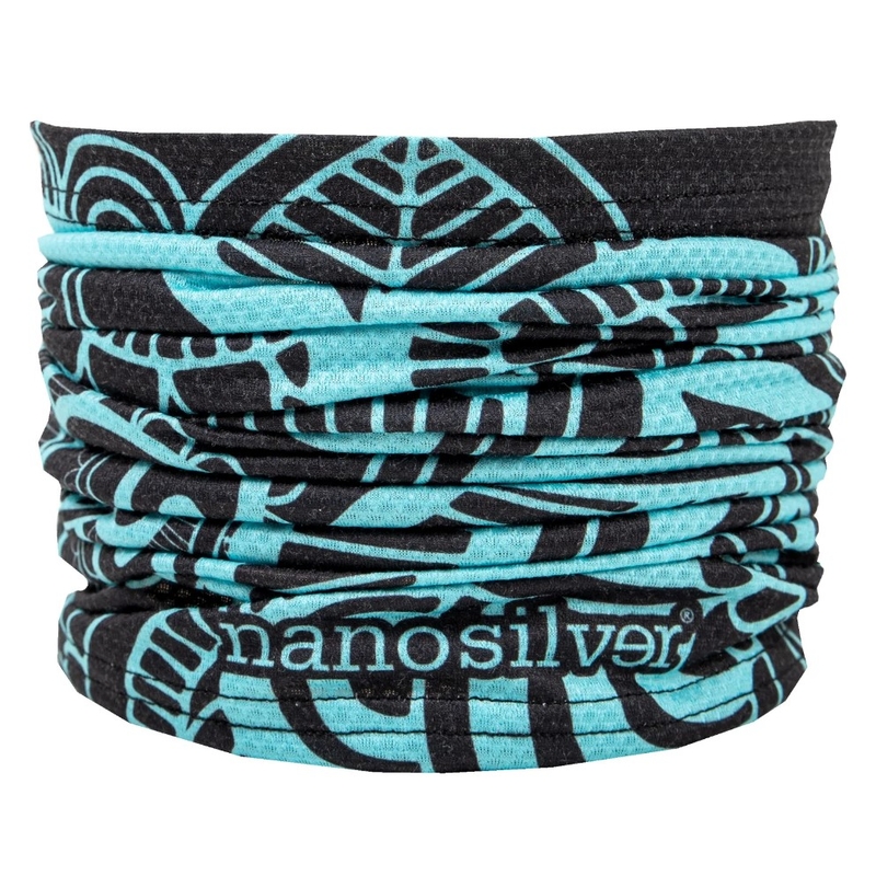 Chauffe-cou multifonctionnel nanosilver® Flower noir-turquoise