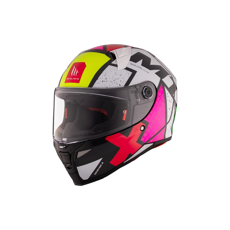 MT REVENGE 2 S Light CO casque moto intégral blanc-rose-jaune brillant