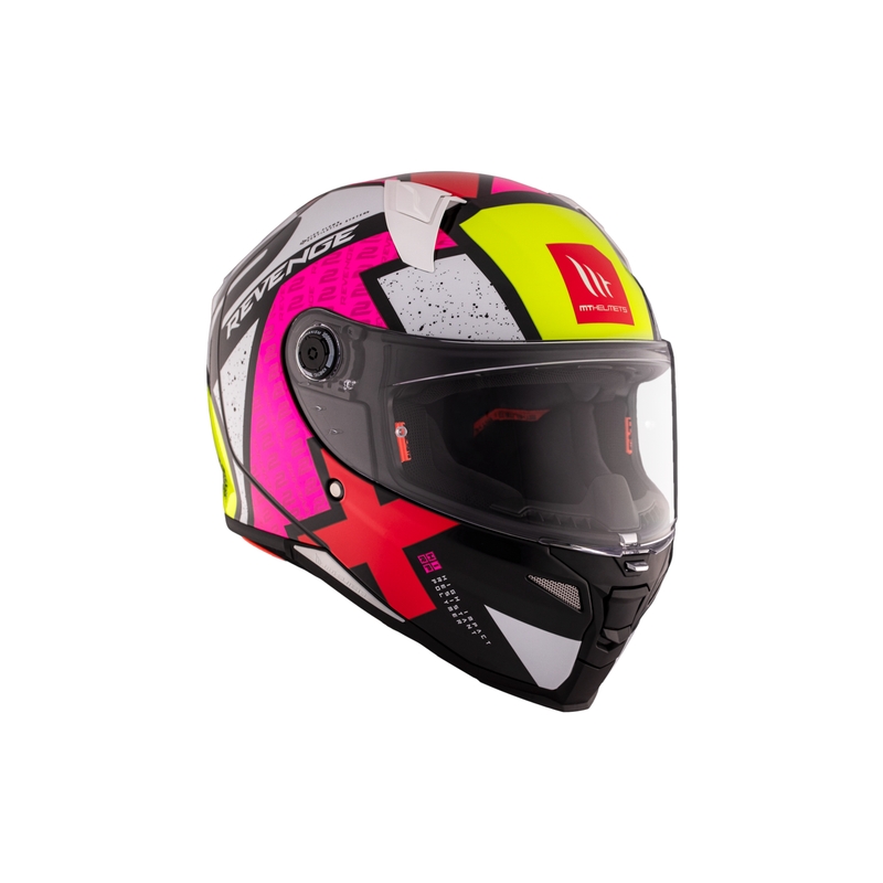 MT REVENGE 2 S Light CO casque moto intégral blanc-rose-jaune brillant