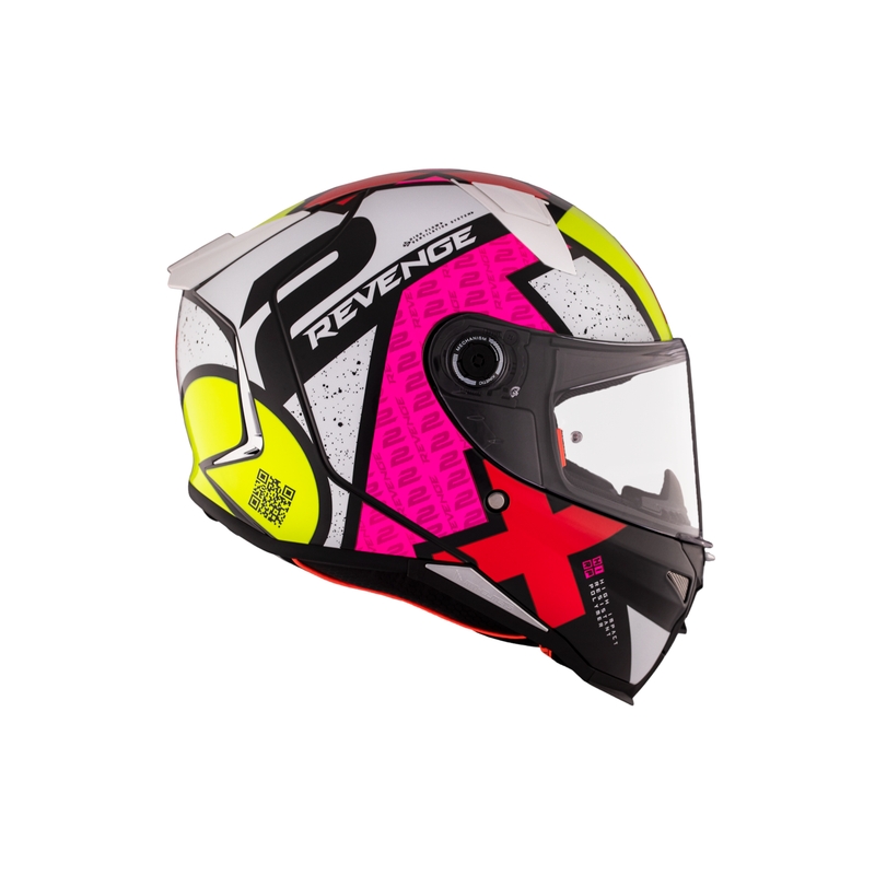 MT REVENGE 2 S Light CO casque moto intégral blanc-rose-jaune brillant