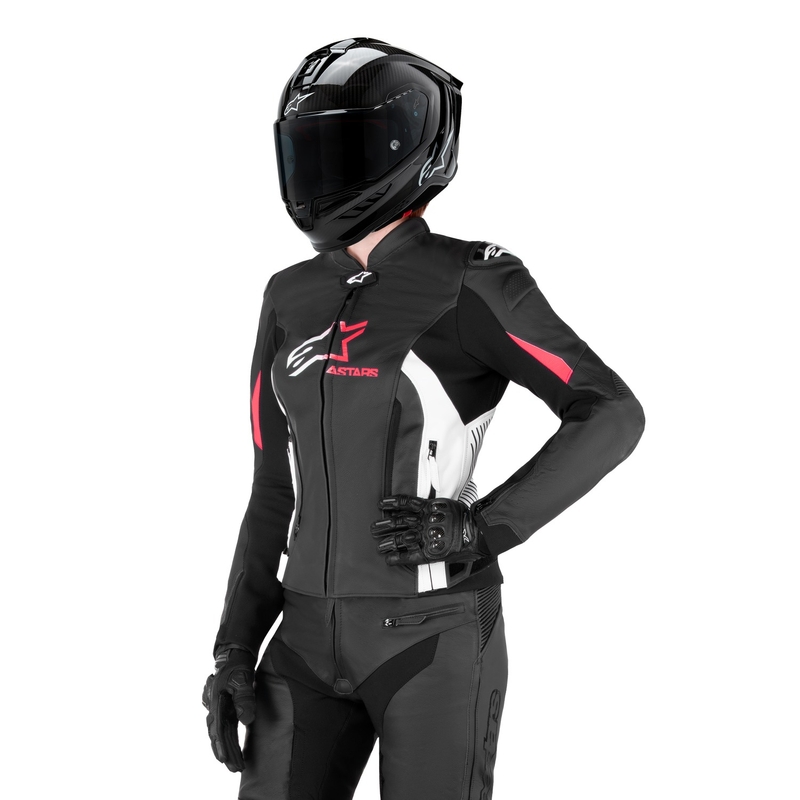 Veste moto femme Alpinestars GP PLUS 4 Noir, blanc et rose