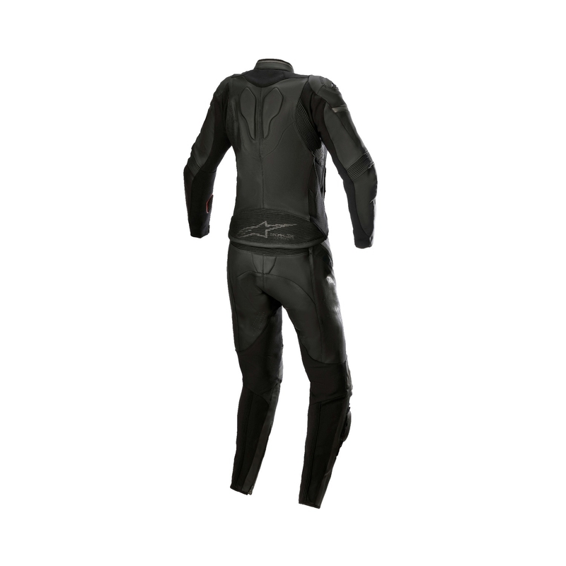 Combinaison moto deux pièces en cuir Alpinestars STELLA GP PLUS 2 pour femme, noir et gris métallisé
