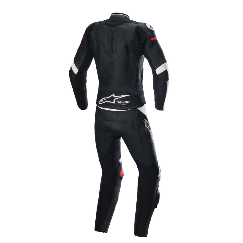 Alpinestars STELLA GP PLUS 2 Women's Two-Piece Leather Motorcycle Coverall Black, White and Red (Combinaison de moto deux pièces en cuir noir, blanc et rouge)