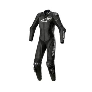 Combinaison de moto une pièce en cuir pour femmes Alpinestars STELLA GP PLUS 2 Noir-Blanc-Gris métallisé
