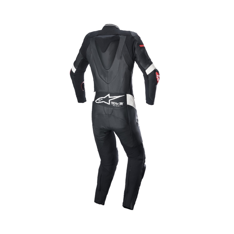 Combinaison de moto une pièce en cuir pour femmes Alpinestars STELLA GP PLUS 2 Noir-Blanc-Rouge fluo