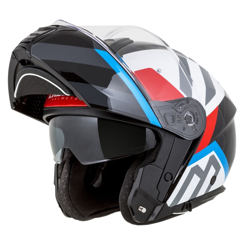 Cassida Modulo 2.1 Profil Casque de moto modulable blanc-noir-bleu-gris
