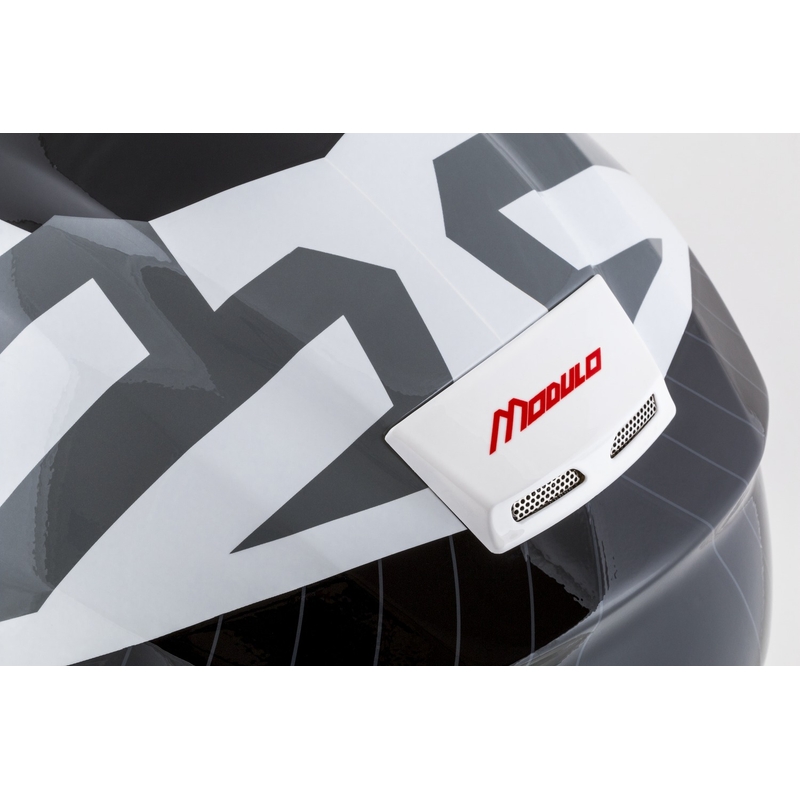 Cassida Modulo 2.1 Profil Casque de moto modulable blanc-noir-bleu-gris