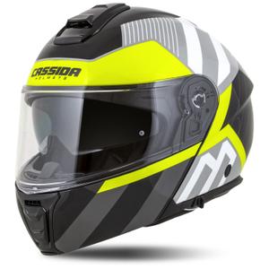Cassida Modulo 2.1 Profil Casque de moto modulable blanc-noir-jaune fluo-gris