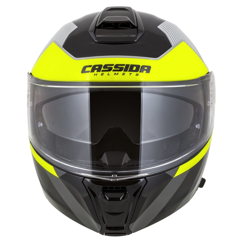 Cassida Modulo 2.1 Profil Casque de moto modulable blanc-noir-jaune fluo-gris