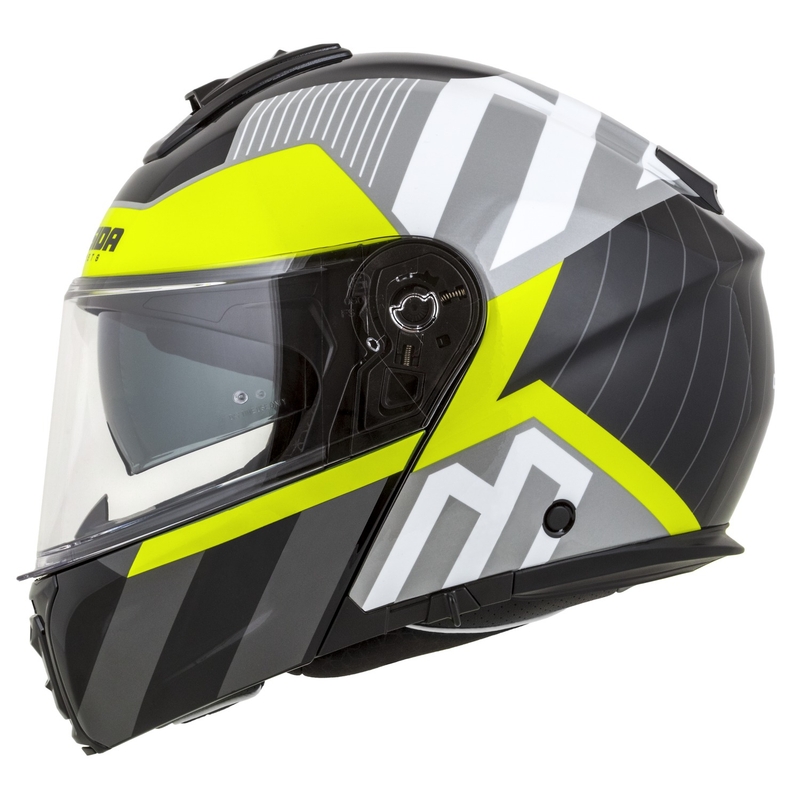 Cassida Modulo 2.1 Profil Casque de moto modulable blanc-noir-jaune fluo-gris