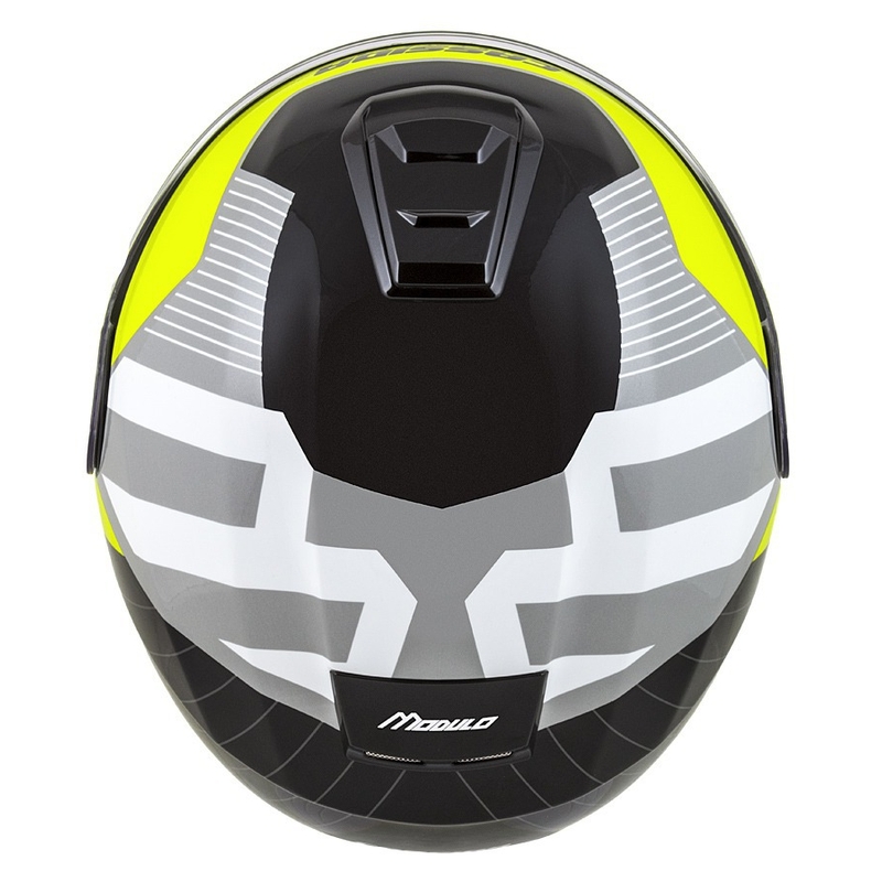 Cassida Modulo 2.1 Profil Casque de moto modulable blanc-noir-jaune fluo-gris