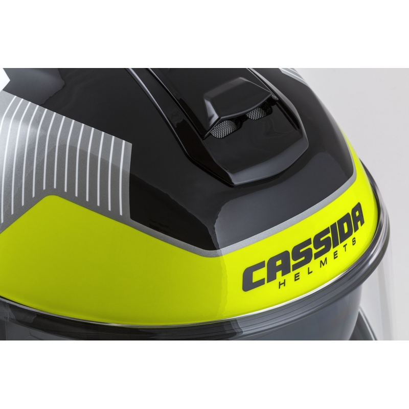 Cassida Modulo 2.1 Profil Casque de moto modulable blanc-noir-jaune fluo-gris
