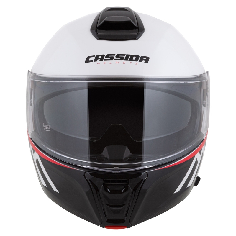 Cassida Modulo 2.1 Compass casque moto à visière relevable blanc perle-noir-rouge-argenté