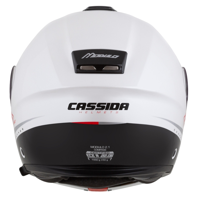 Cassida Modulo 2.1 Compass casque moto à visière relevable blanc perle-noir-rouge-argenté