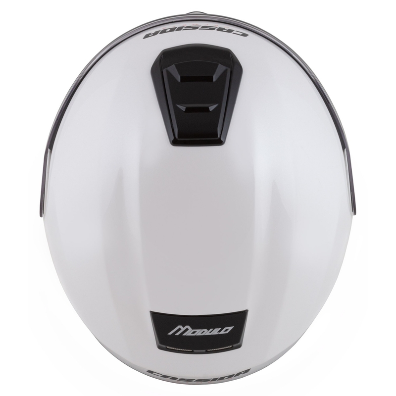 Cassida Modulo 2.1 Compass casque moto à visière relevable blanc perle-noir-rouge-argenté