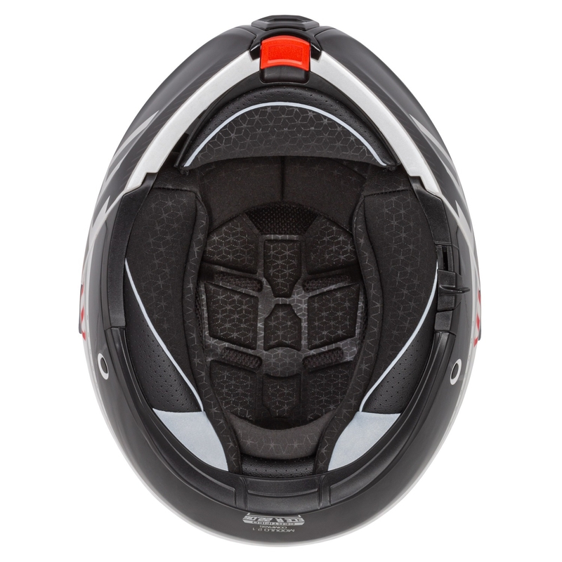 Cassida Modulo 2.1 Compass casque moto à visière relevable blanc perle-noir-rouge-argenté