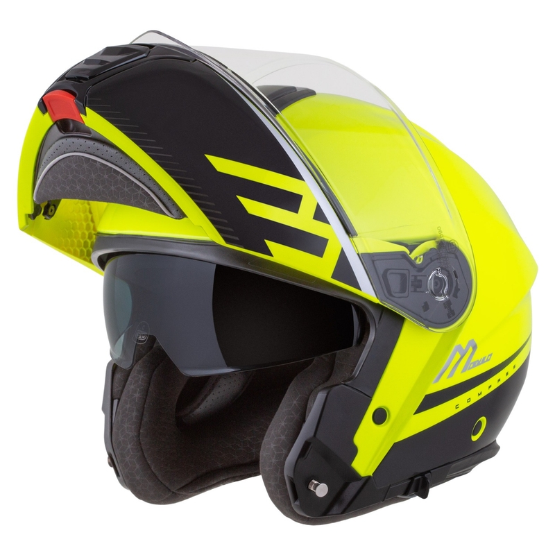 Casque moto modulable Cassida Modulo 2.1 Compass fluo jaune-noir-argent-rouge