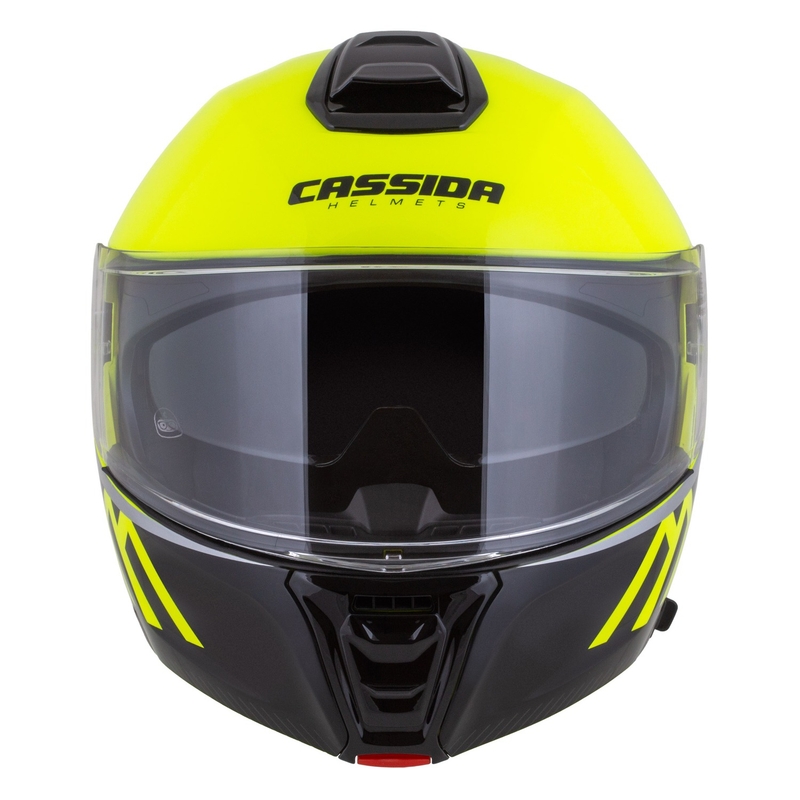 Casque moto modulable Cassida Modulo 2.1 Compass fluo jaune-noir-argent-rouge