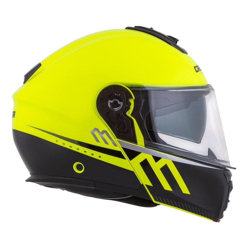 Casque moto modulable Cassida Modulo 2.1 Compass fluo jaune-noir-argent-rouge