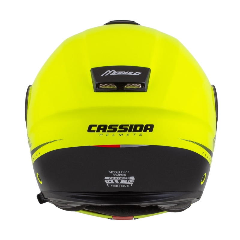 Casque moto modulable Cassida Modulo 2.1 Compass fluo jaune-noir-argent-rouge