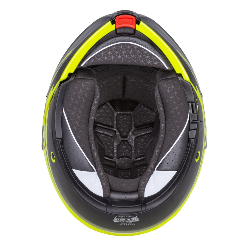 Casque moto modulable Cassida Modulo 2.1 Compass fluo jaune-noir-argent-rouge