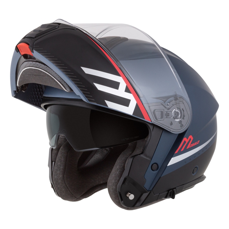 Cassida Modulo 2.1 Compass casque moto à visière relevable bleu mat rouge perle