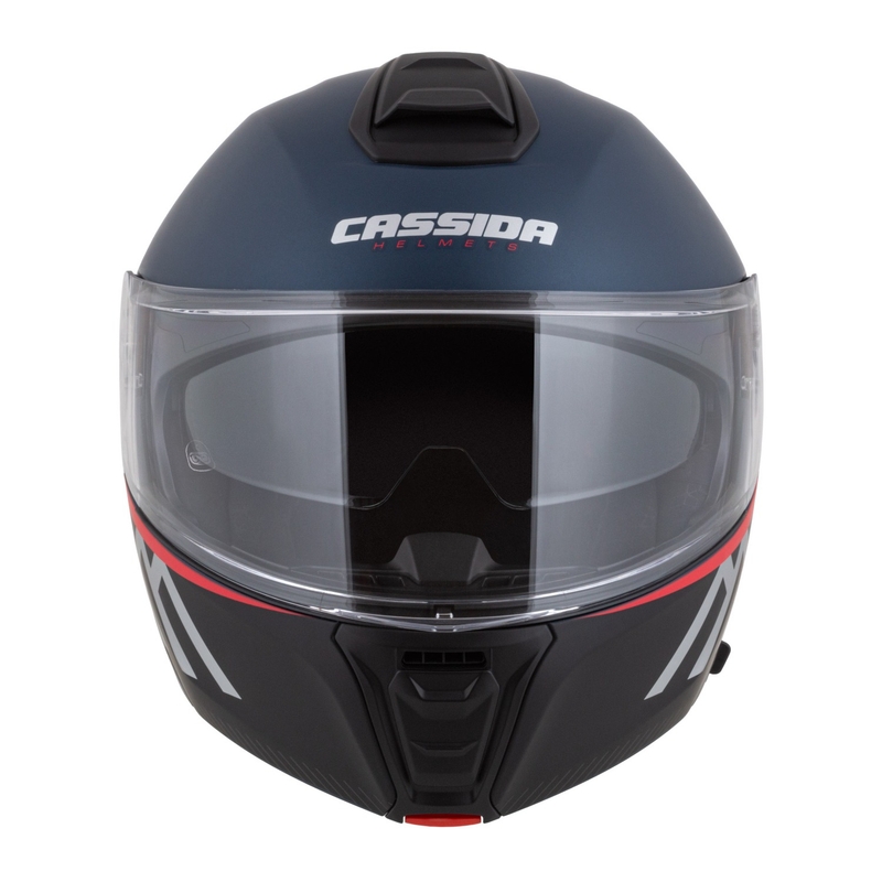 Cassida Modulo 2.1 Compass casque moto à visière relevable bleu mat rouge perle