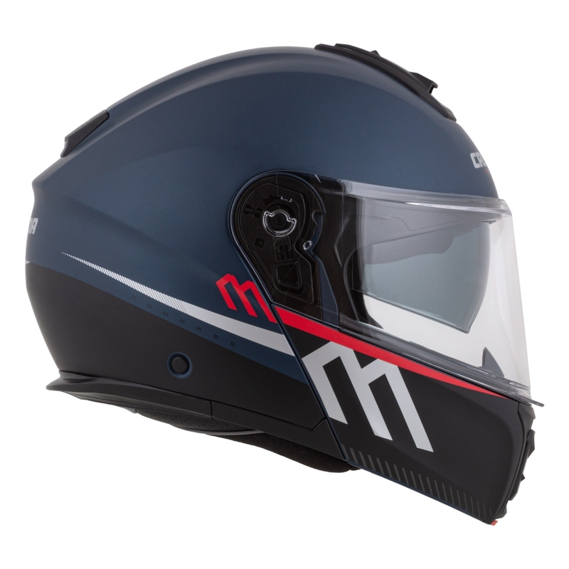Cassida Modulo 2.1 Compass casque moto à visière relevable bleu mat rouge perle