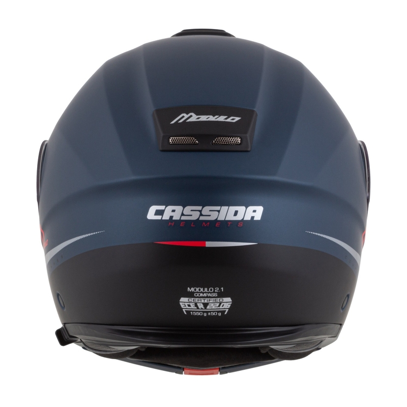 Cassida Modulo 2.1 Compass casque moto à visière relevable bleu mat rouge perle