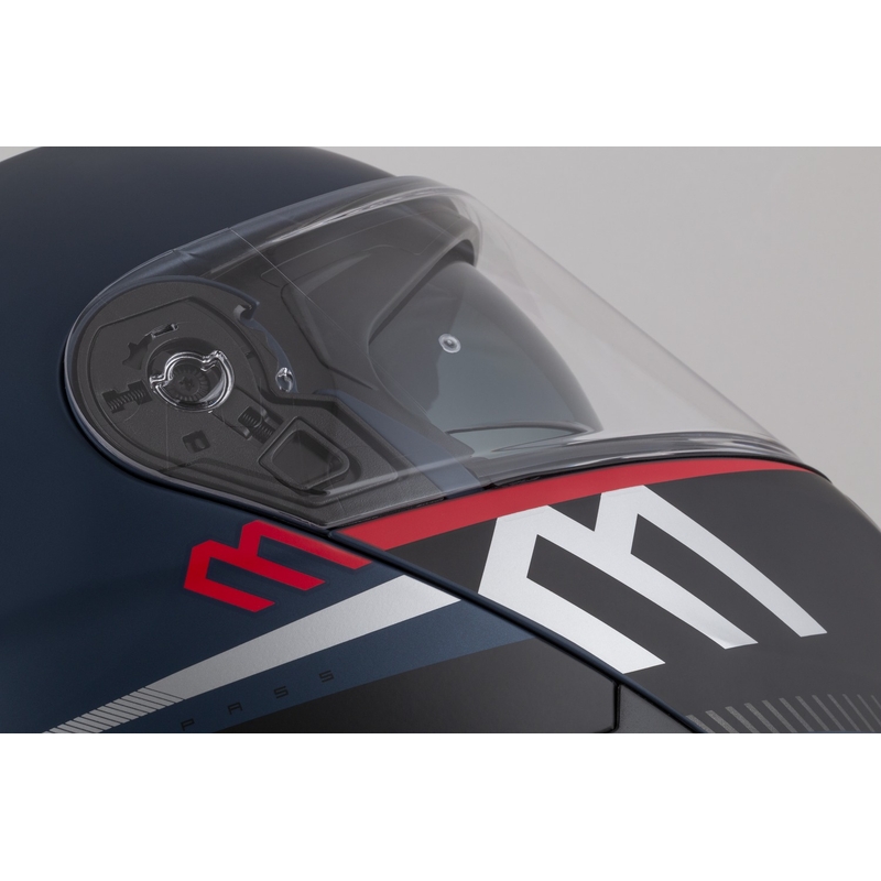 Cassida Modulo 2.1 Compass casque moto à visière relevable bleu mat rouge perle