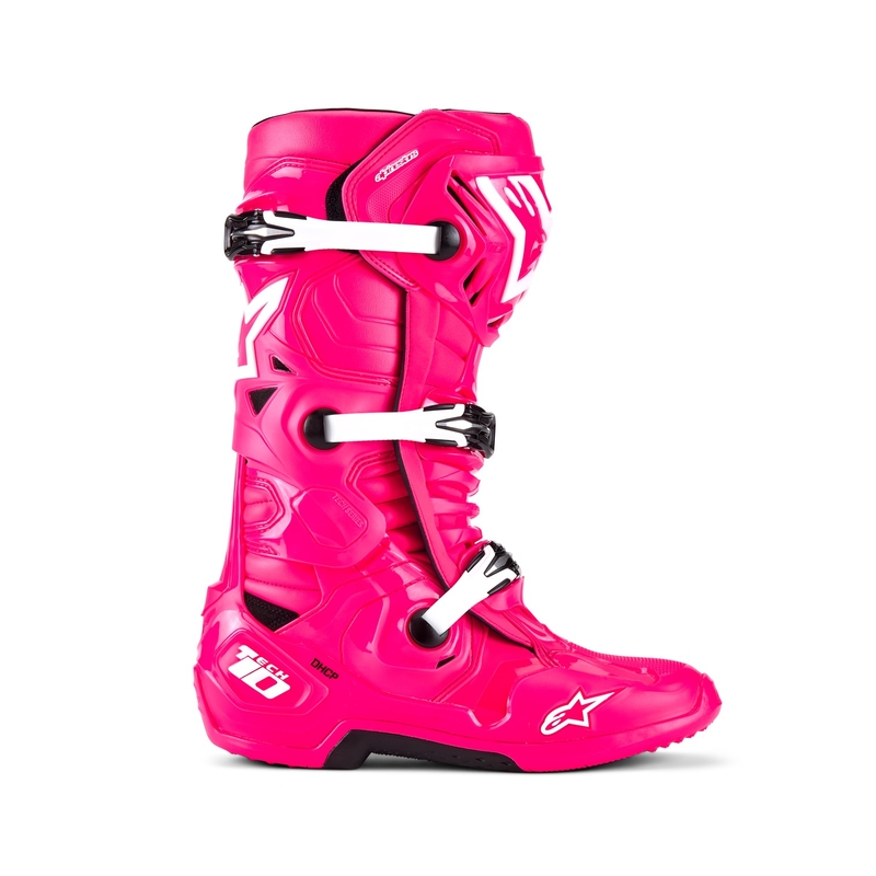 Bottes de moto Alpinestars Tech 10 rose-noir-blanc