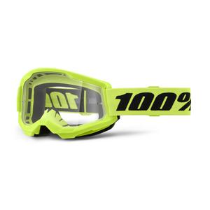 Lunettes de motocross enfants 100% STRATA 2 jaune fluo plexi clair