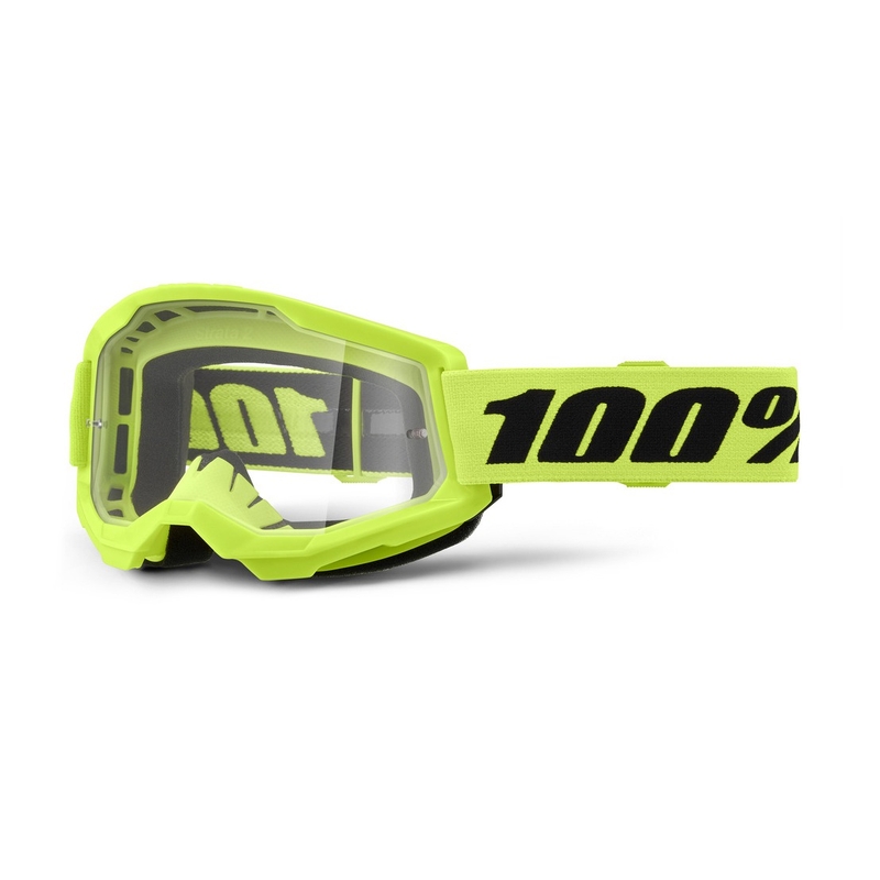 Lunettes de motocross enfants 100% STRATA 2 jaune fluo plexi clair