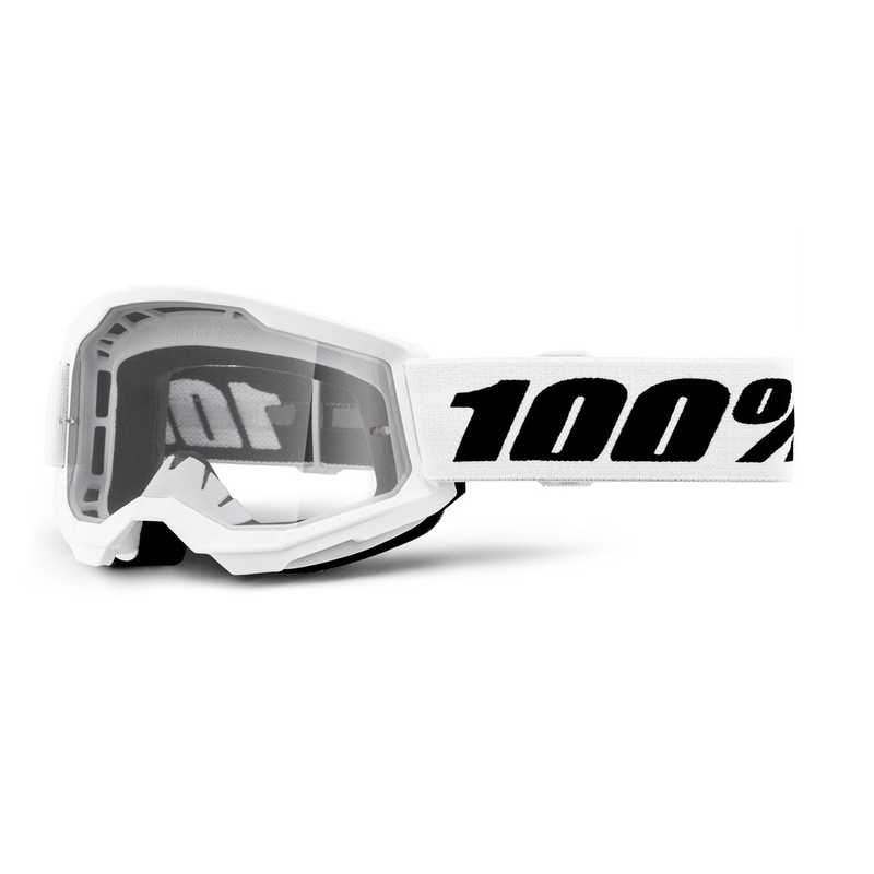 Lunettes de motocross enfants 100% STRATA 2 blanc plexi clair