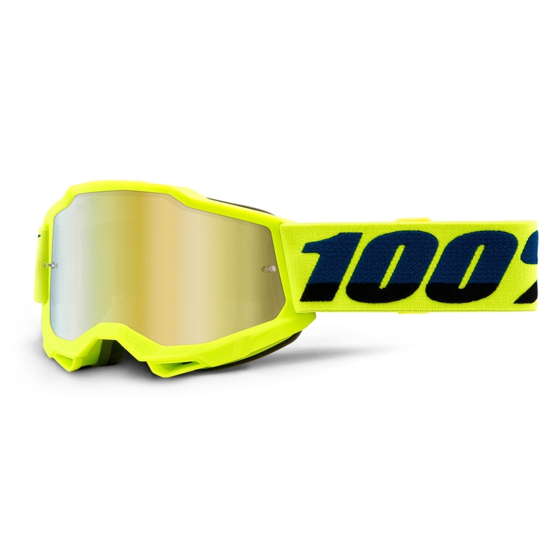 Lunettes motocross enfants 100% USA ACCURI 2 jaune plexi miroir or