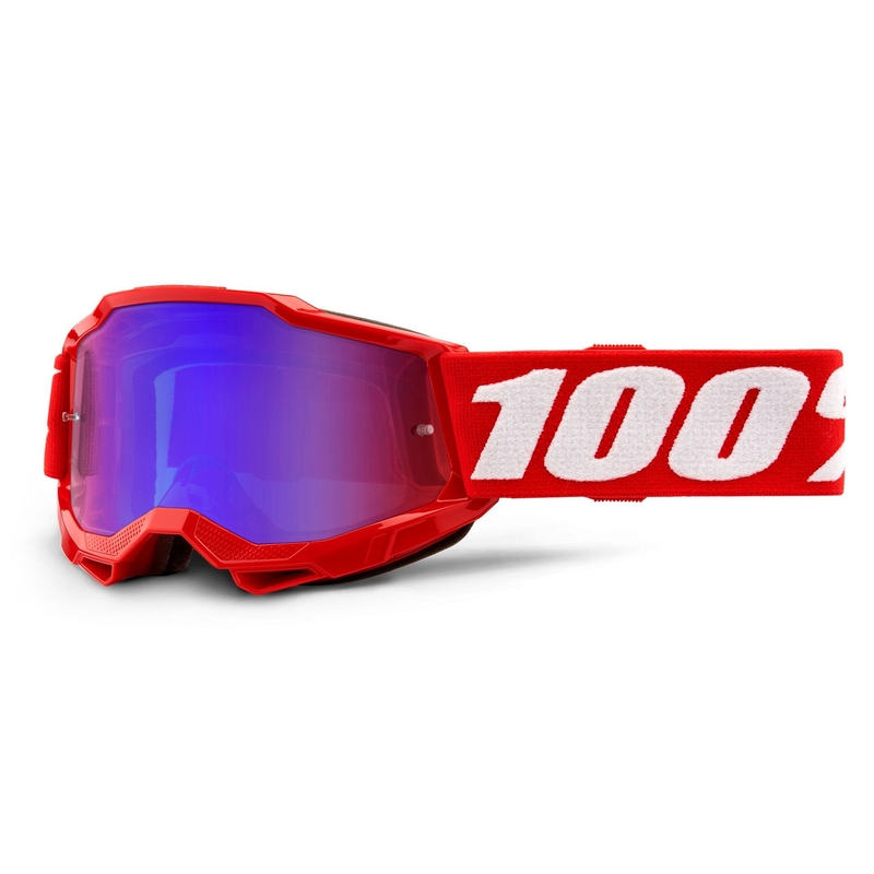 Lunettes de motocross enfants 100% USA ACCURI 2 rouge miroir rouge-bleu plexi