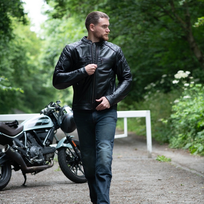 Oxford Route 73 2.0 Veste de moto en cuir noir