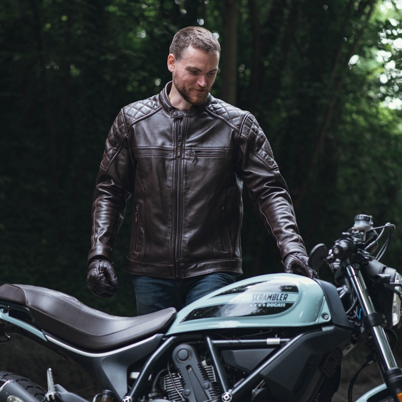 Oxford Route 73 2.0 Veste de moto en cuir marron soldes