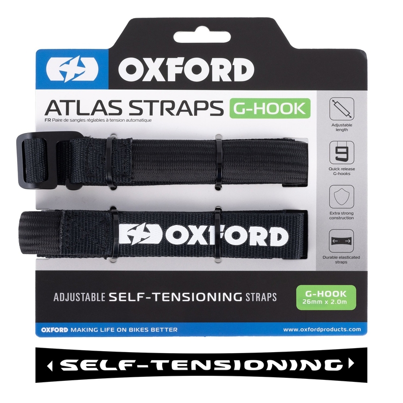 Oxford Atlas G-Hook luggage straps 2 pcs black 26mm x 2m
