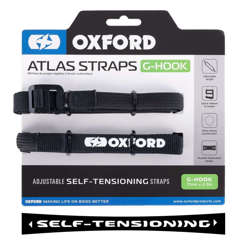 Sangles de bagages Oxford Atlas G-Hook 2 pcs noir 17 mm x 2 m
