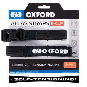 Sangles de bagages Oxford Atlas B-Clip 2 pcs noir 26 mm x 2 m
