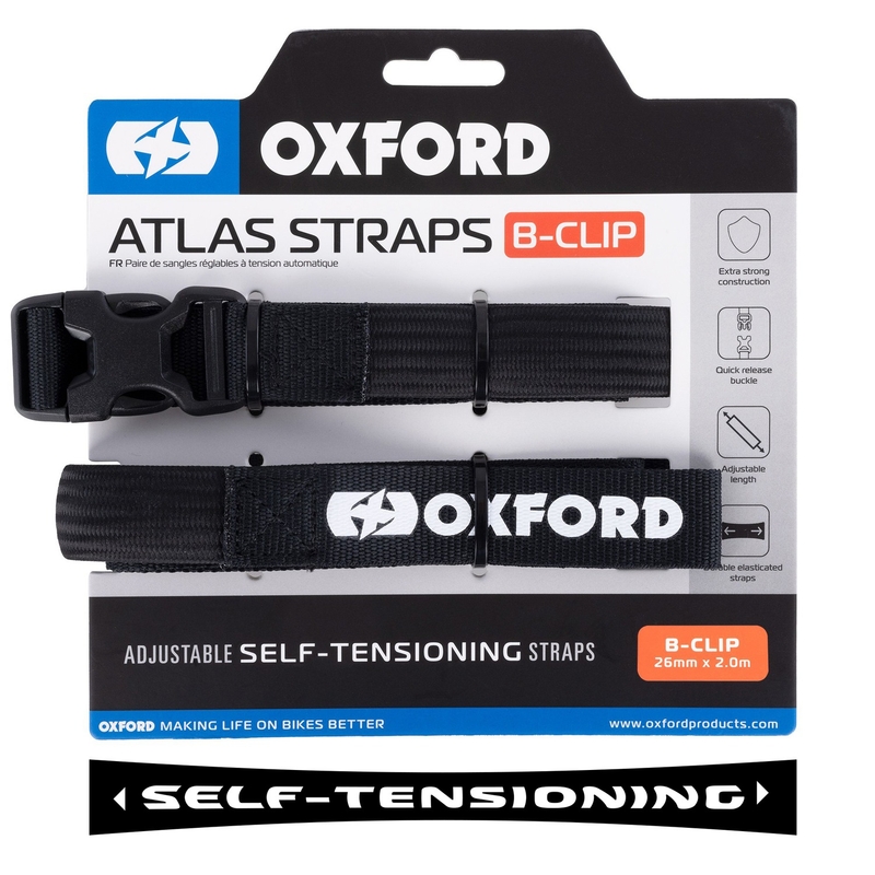 Sangles de bagages Oxford Atlas B-Clip 2 pcs noir 26 mm x 2 m