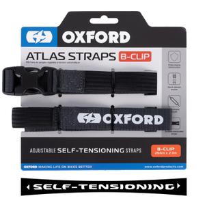 Sangles de bagages Oxford Atlas B-Clip 2 pcs gris 26 mm x 2 m