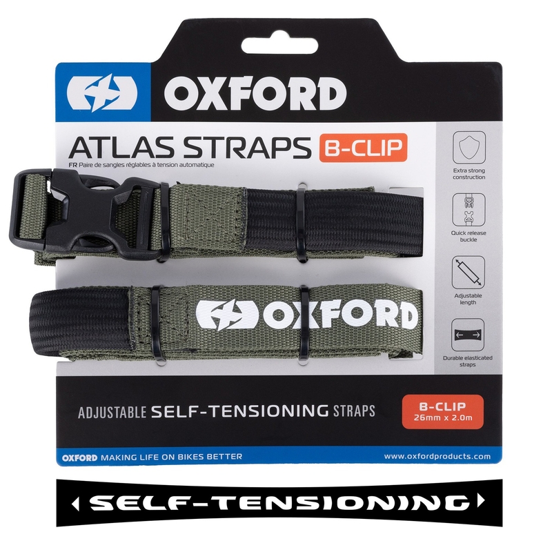 Sangles de bagages Oxford Atlas B-Clip 2 pcs vert 26 mm x 2 m