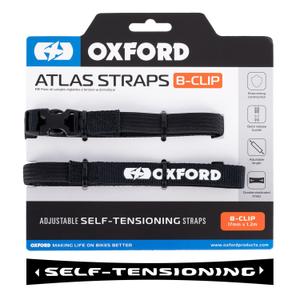 Sangles de bagages Oxford Atlas B-Clip 2 pcs noir 17 mm x 1.2 m